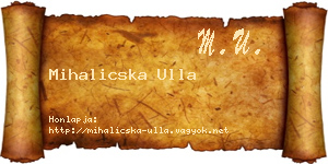 Mihalicska Ulla névjegykártya
